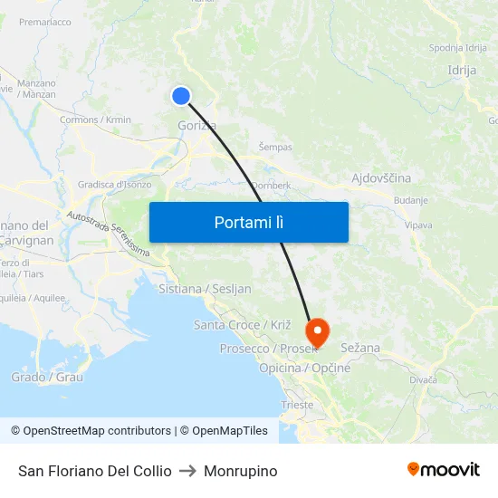 San Floriano Del Collio to Monrupino map