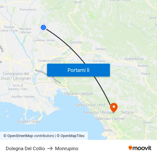 Dolegna Del Collio to Monrupino map