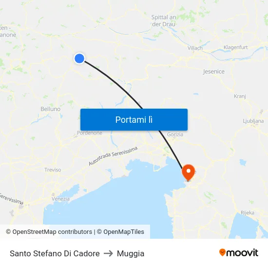 Santo Stefano Di Cadore to Muggia map