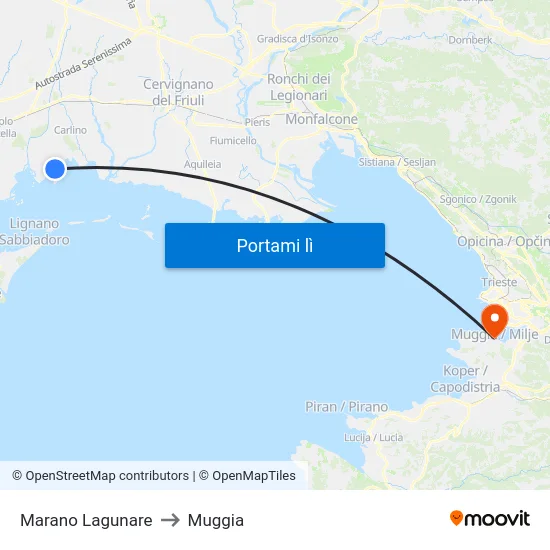 Marano Lagunare to Muggia map