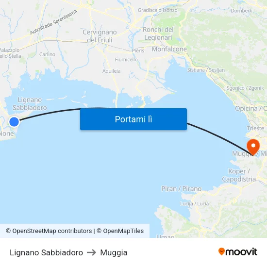 Lignano Sabbiadoro to Muggia map