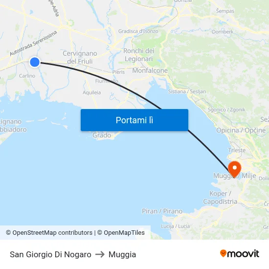 San Giorgio Di Nogaro to Muggia map