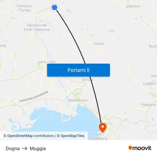 Dogna to Muggia map