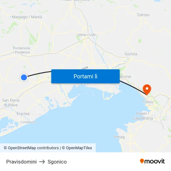 Pravisdomini to Sgonico map