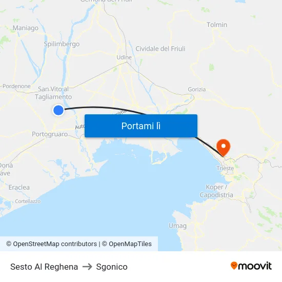 Sesto Al Reghena to Sgonico map