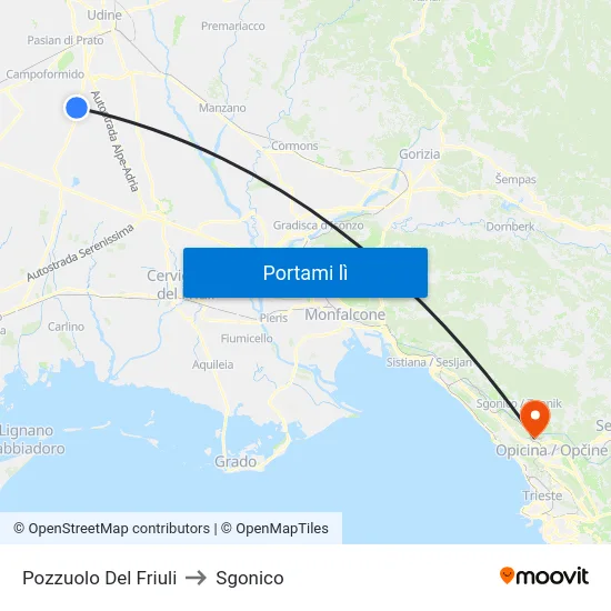 Pozzuolo Del Friuli to Sgonico map