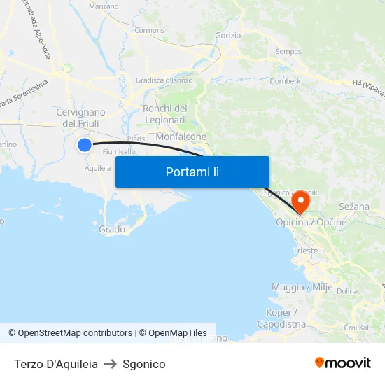 Terzo D'Aquileia to Sgonico map