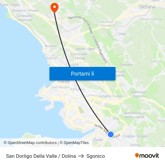 San Dorligo Della Valle / Dolina to Sgonico map