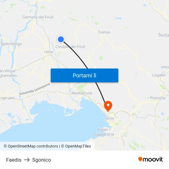 Faedis to Sgonico map