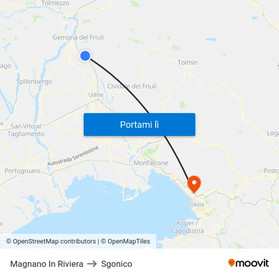 Magnano In Riviera to Sgonico map