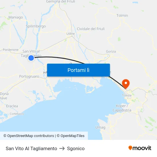 San Vito Al Tagliamento to Sgonico map