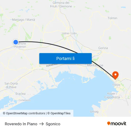 Roveredo In Piano to Sgonico map