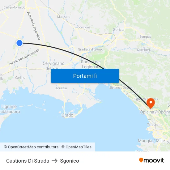 Castions Di Strada to Sgonico map
