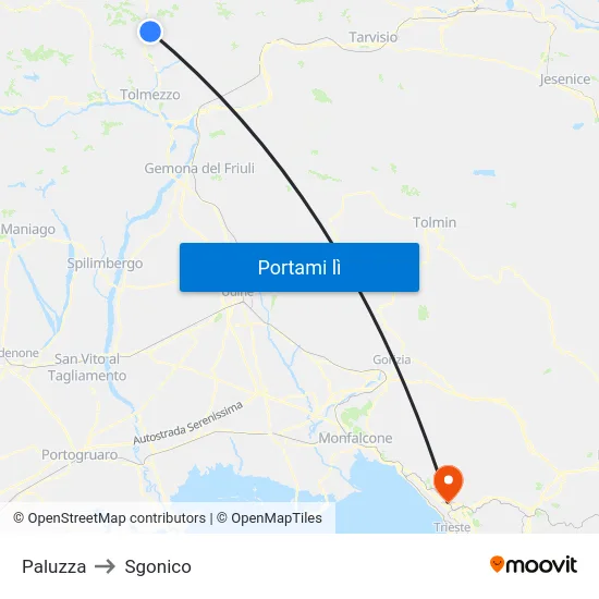 Paluzza to Sgonico map