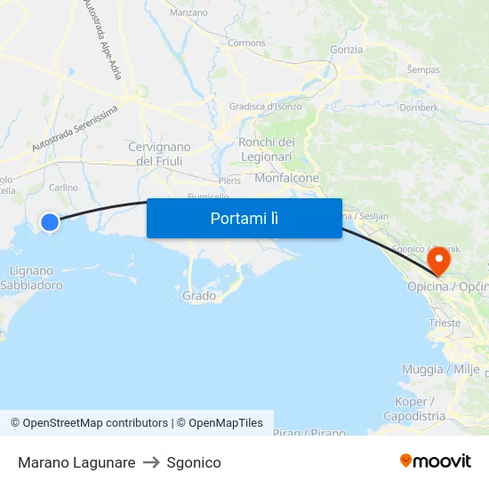 Marano Lagunare to Sgonico map