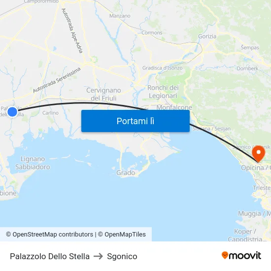 Palazzolo Dello Stella to Sgonico map