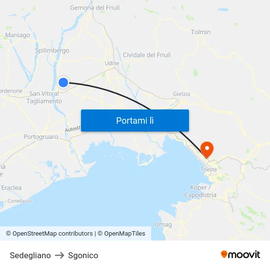 Sedegliano to Sgonico map