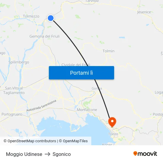Moggio Udinese to Sgonico map