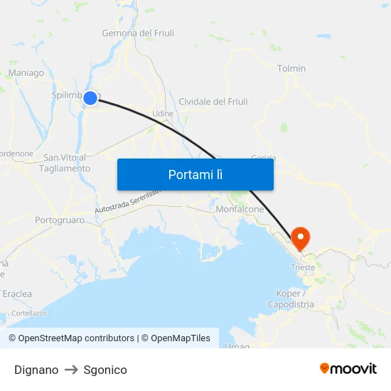 Dignano to Sgonico map