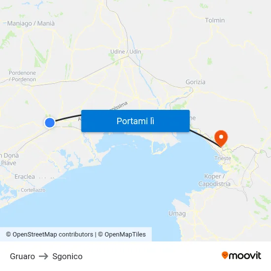 Gruaro to Sgonico map