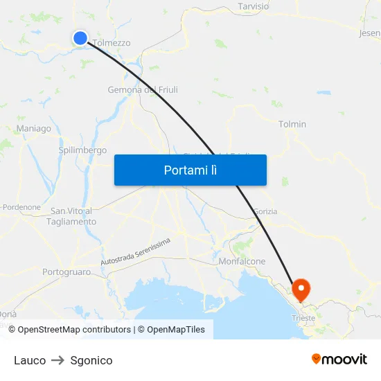 Lauco to Sgonico map