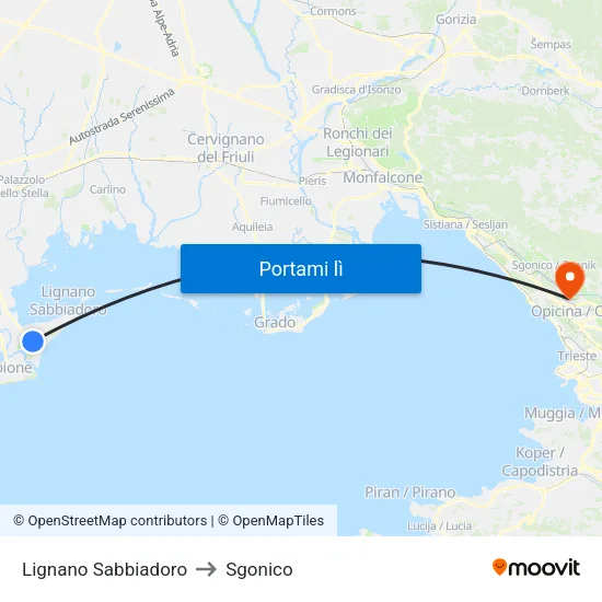 Lignano Sabbiadoro to Sgonico map