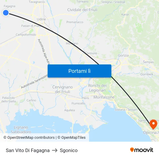 San Vito Di Fagagna to Sgonico map