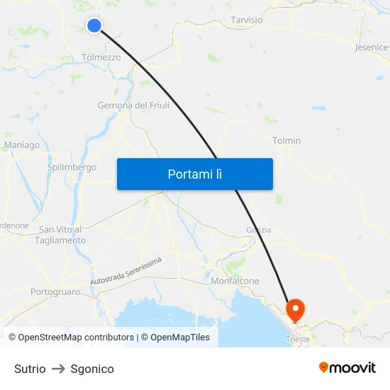 Sutrio to Sgonico map