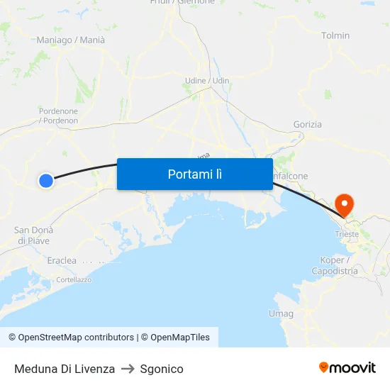 Meduna Di Livenza to Sgonico map