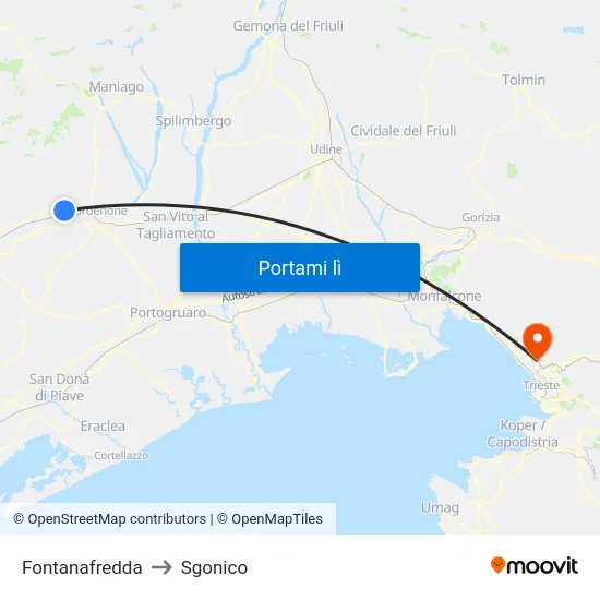 Fontanafredda to Sgonico map