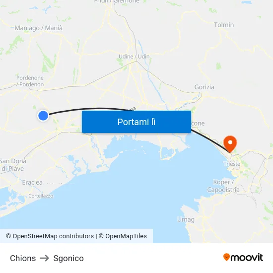 Chions to Sgonico map