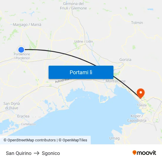 San Quirino to Sgonico map