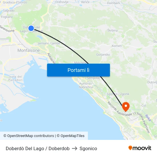 Doberdò Del Lago / Doberdob to Sgonico map