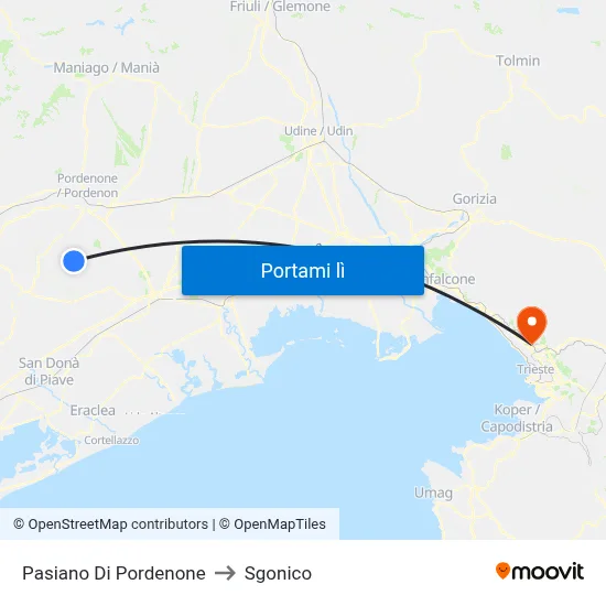 Pasiano Di Pordenone to Sgonico map
