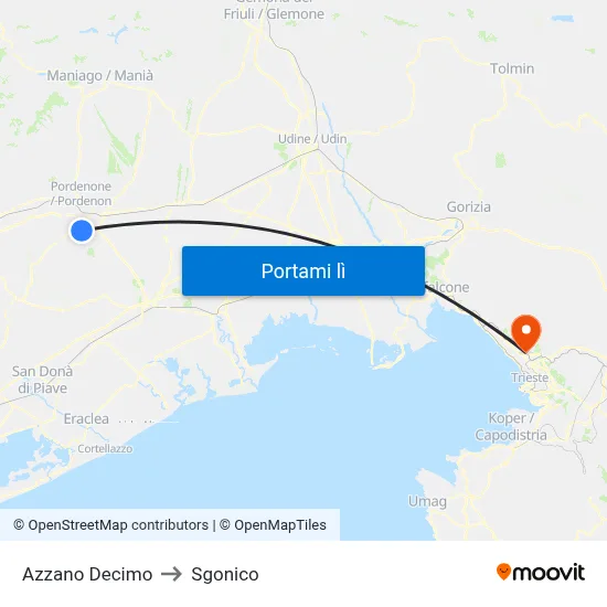 Azzano Decimo to Sgonico map
