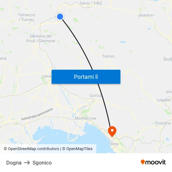 Dogna to Sgonico map