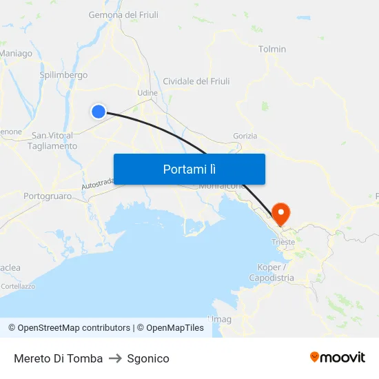 Mereto Di Tomba to Sgonico map