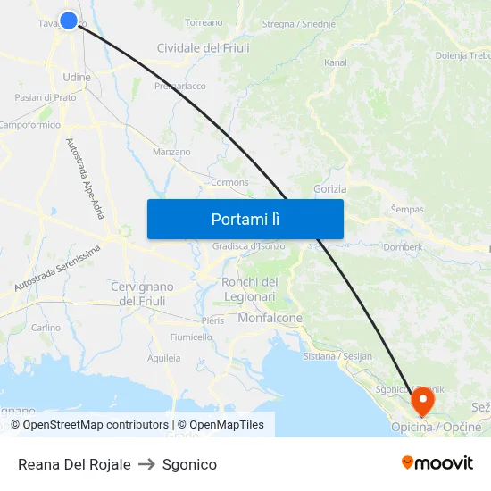 Reana Del Rojale to Sgonico map