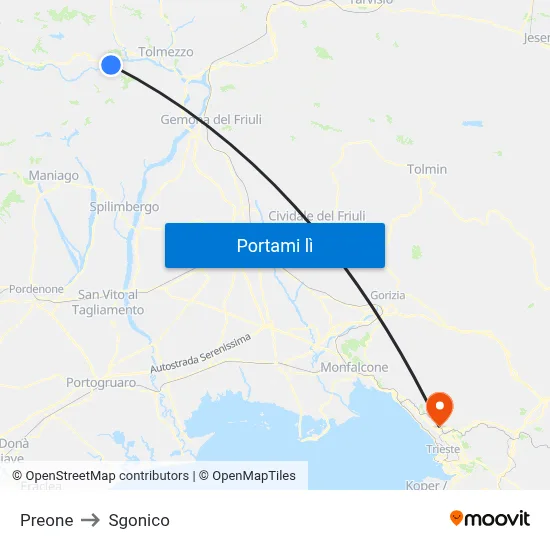 Preone to Sgonico map