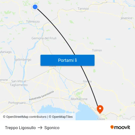 Treppo Ligosullo to Sgonico map