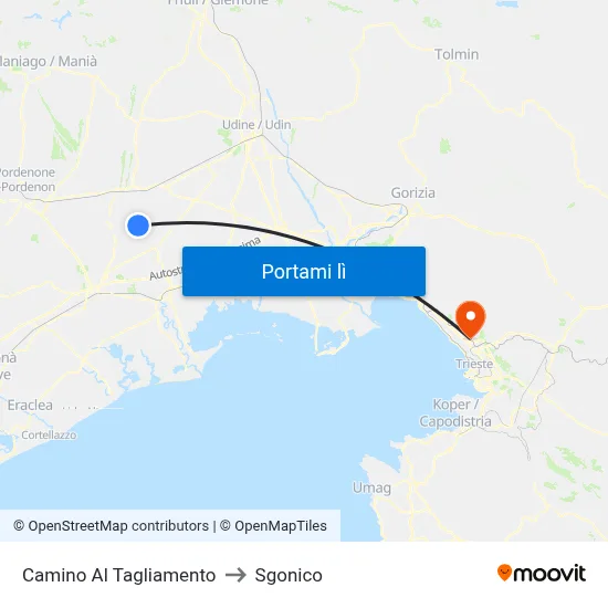 Camino Al Tagliamento to Sgonico map