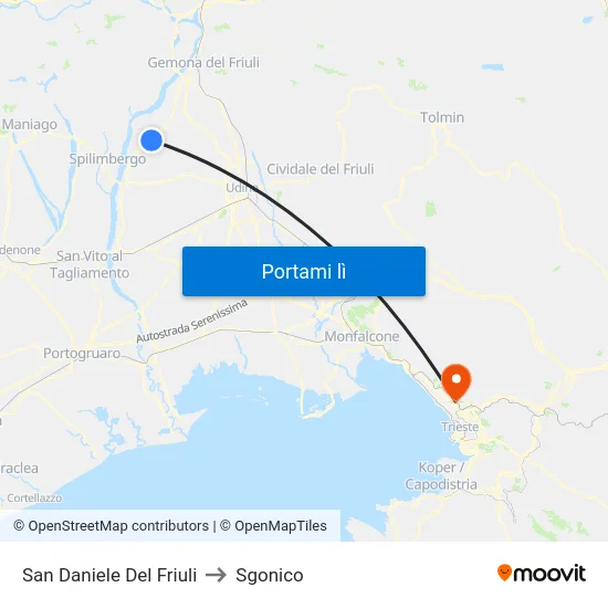 San Daniele Del Friuli to Sgonico map