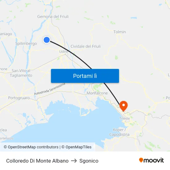 Colloredo Di Monte Albano to Sgonico map
