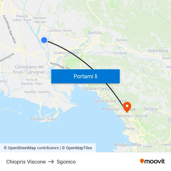 Chiopris Viscone to Sgonico map