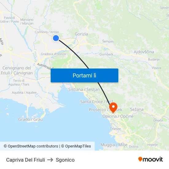 Capriva Del Friuli to Sgonico map