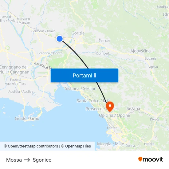 Mossa to Sgonico map