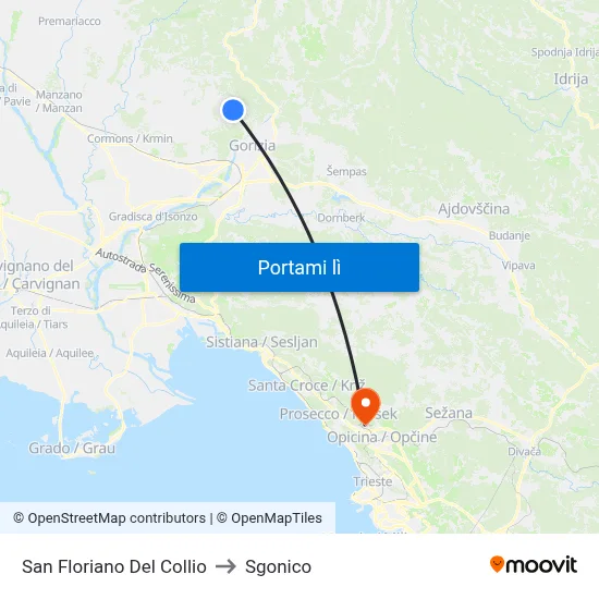 San Floriano Del Collio to Sgonico map