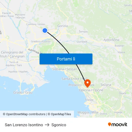 San Lorenzo Isontino to Sgonico map