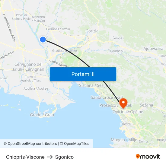 Chiopris-Viscone to Sgonico map