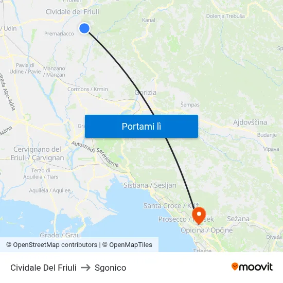Cividale Del Friuli to Sgonico map